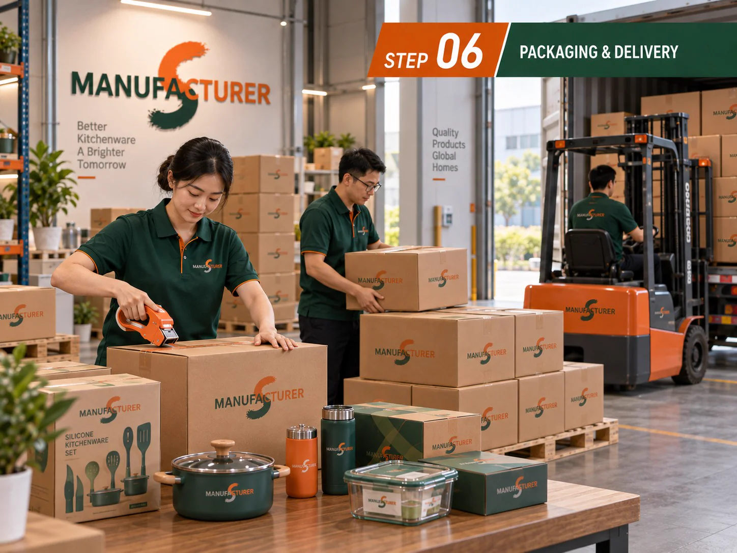 Illustration of packing orders for shipment